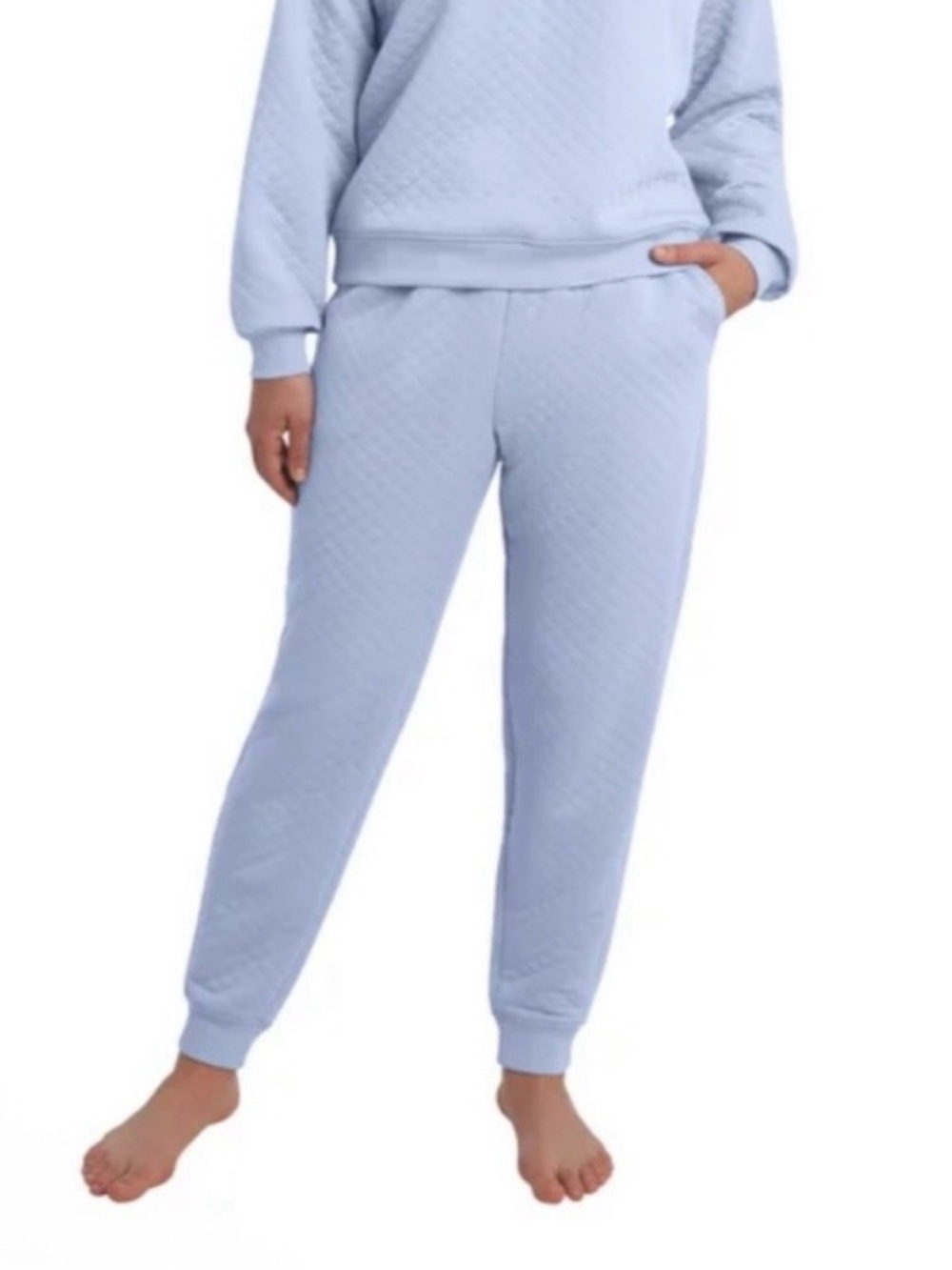 Lands' End Quilted Light Blue Jogger Pants